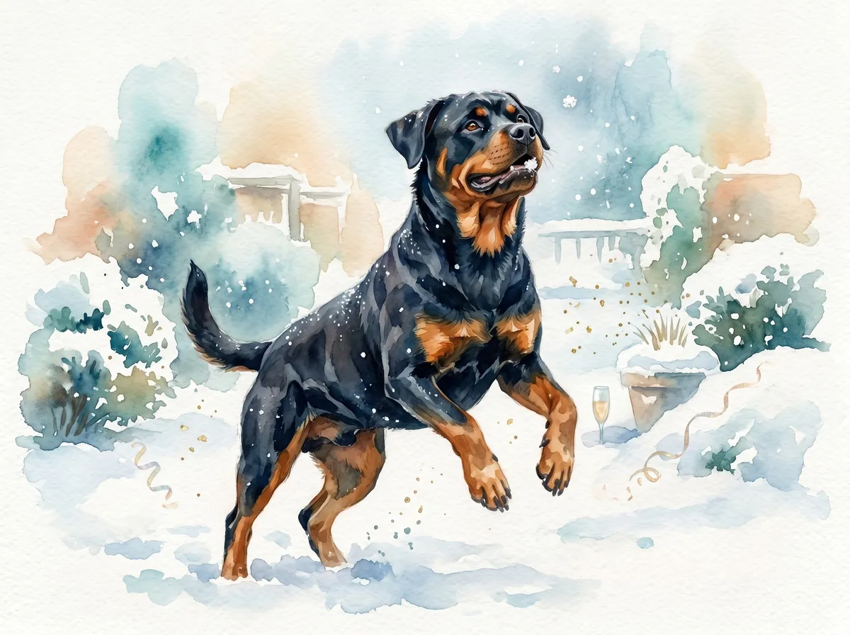 Rottweiler watercolor calendar month 1